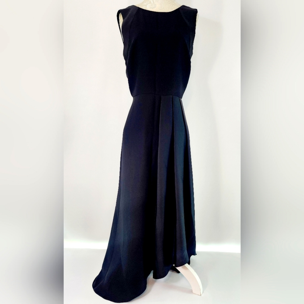 Banana republic satin trim midi black sleeveless dress